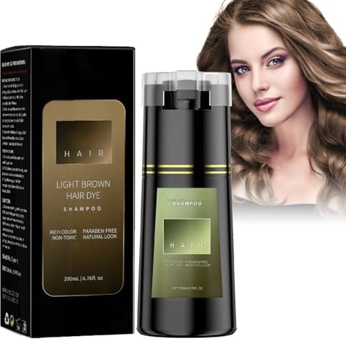 Hair Dye Shampoo, Hellbraun Haarfärbeshampoo für Graues Haar, Botanical Formulation No Hair Damage No Bleach, Sofort Haarfarben ShaMpoo für Männer und Frauen, HaIr Dye Shampoo 3 in 1 (Hellbraun)