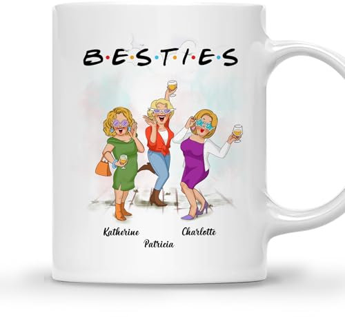 Tazza personalizzata personalizzata (5 donne) Besties tazza da caffè personalizzata amicizia per Bestie, Bff, migliori amici, sorella anima, tazze da caffè personalizzate per le donne, tazza bianca