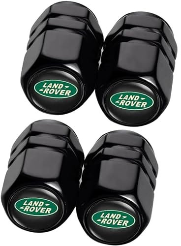 4 Stück Ventilkappen für Land Rover Discovery Range Rover Sport Defender Land Cruiser LR2 3 4, Reifen Ventilkappen für,Ventilkappen mit Dichtung für stabilen Reifendruck, Autoventil Kappe, Schwarz