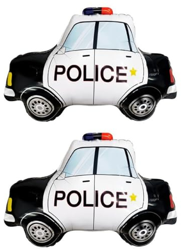 Polizeiauto Luftballons Schwarz Auto Folienballons Kinder Geschenke Jungen Geburtstag Ballon Polizei Ruhestand Party Supplies Geburtstagsfeier Polizei Motto Party Dekorationen 2 Stück
