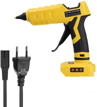 Pistola per colla a caldo compatibile con batteria Dewalt da 20 V (senza batteria), 100 W, 100 – 200 ℃, doppia alimentazione, pistola per colla preriscaldamento rapido con 10 bastoncini di colla da 11