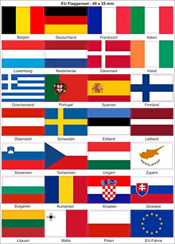Europäischen Union 28 Sticker EU Alle Länderflaggen Völkern Europas Aufkleber Europa (35 x 20 mm)