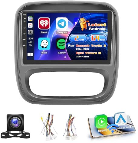 Inefala Radio für Renault Trafic 3 2014-2021/Opel Vivaro B 2014-2019 Android 15 2+64G mit Wireless CarPlay Android Auto, 9 Zoll Bildschirm mit EQ 26UI FM RDS GPS Bluetooth WiFi SWC AHD Rückfahrkamera