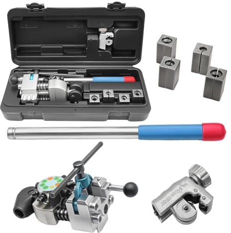 LIDOUYA Bremsleitung Bördelgerät, 45-Grad-Einzel-, Doppel- und Bubbleflares, Professional Bördelgeräte für 3/16, 1/4, 5/16, 3/8 und 4.75mm Rohre