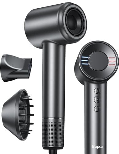 Bopcal Seche Cheveux Professionnel avec Diffuseur - 160000rpm Séchage Rapide pour les Boucles, Sèche Cheveux Ionique avec 500 Millions pour Salon et Voyage, Cadeau