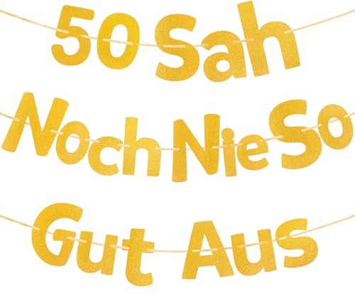 50. Geburtstag Frau, Deko 50. Geburtstag Mann, 50 SAH Noch Nie So Gut Aus Banner, 50 Geburtstagbanner Deko, Lustige Girlandegeburtstag Glitzer Gold, Birthday Decorations Partyzubehör