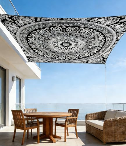 ENEN Sonnensegel Wasserdicht Quadrat 2 x 2 m, Sonnenschutz Wetterschutz Segel Baldachin, Mandala-Druck, Waschbar Sun Shade Sail für Außenbereich, Terrasse, Balkon, Garten