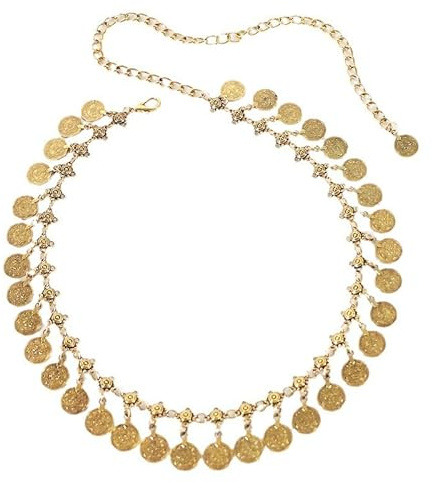 Donna Vestito Cintura Catena In Metallo Per Le Donne Con Gonna Danza Del Ventre Nappa Moneta D'Oro A Catena Decorativa