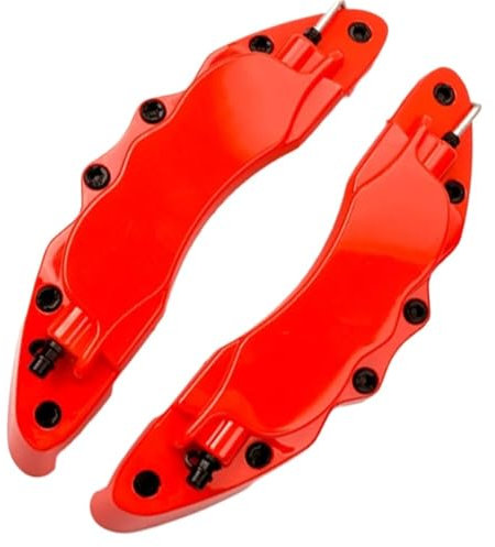ATUMY Fundas Pinza Freno Juego de Cubiertas de plástico Rojo para Pinza de Freno de Coche, Delanteras y traseras, para Ruedas de 17 y 18 Pulgadas, Accesorios Decorativos. Protector de Disco de Freno