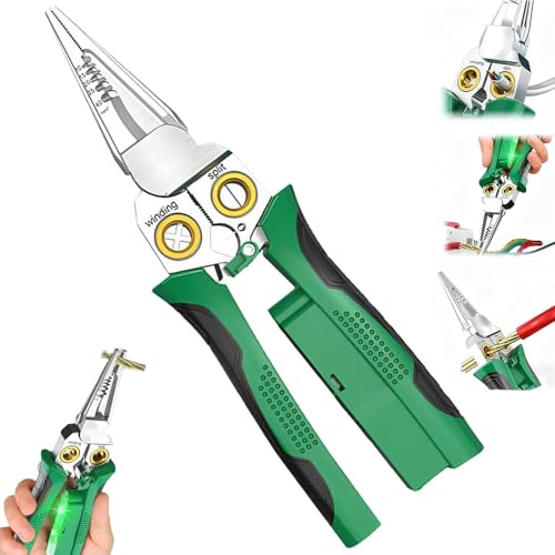 8-In-1 Tool, 8-in-1 Abisolierzange mit Strommessfunktion, Kabelabisolierzange mit Spannungsprüfer & zwei Alarmen, Zange Elektriker, Multifunktionszange für Elektriker, Autoreparatur