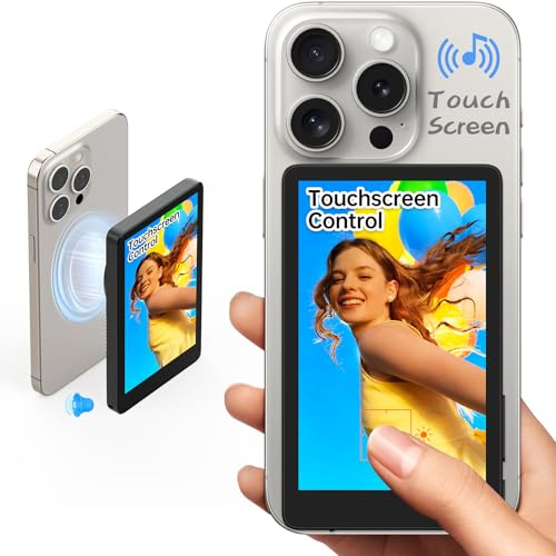 Young Master Magnetischer Touchscreen-Monitor, Vlog Selfie Monitor Bildschirm für iPhone, 4K 60fps, Audio-Synchronisation, 4 Zoll Rückkamera-Monitor für YouTube Tiktok Videoaufnahme, kompatibel mit