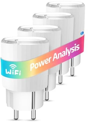 SMARTERCURRY Smart WLAN Steckdose 13A mit Strommessung, 4 Stücke | WiFi Zeitschaltuhr Steckdose Kompatibel mit Alexa & Google Home, Sprachsteuerung & App Fernsteuerung, 2,4GHz