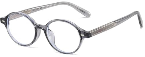 JUJNTNT Acetat-Ovalbrillengestell Damen Herren Nietenbrille (Grau)