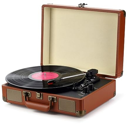 CLSDRZC Giradischi a Valigia, Giradischi in Vinile Vintage, Altoparlante Portatile, Supporta Il fonografo LP a 33/45/78 Giri/min, Giradischi di Dimensioni Generali, Grammofono Vintage Compatto,