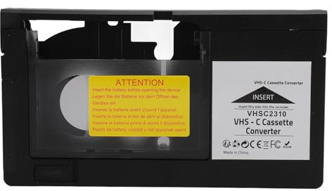 Socobeta Adaptateur de Convertisseur de Cassette VHS C vers VHS, Lecture, Enregistrement, Commande Motorisée à Une Touche pour Bandes de Caméscope