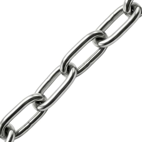 Lumonic 2m Kette V4A Edelstahl | 8mm | Langgliedrig | Rostfrei + Seewasserfest | Regenkette, Blumenampel, Absperrkette