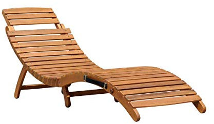 CHARLES BENTLEY FSC Certified, Curved Design, Reclining, Wooden Furniture, Sun Lounger, Acacia Hardwood, Garden Décor, Outdoor Furniture, Patio, Garden, Seat, Carry Handle, 15kg, Compact (182x63x60cm)