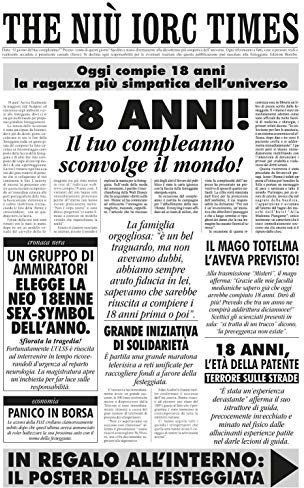 Bombo Biglietto compleanno auguri giornale 18 anni amica