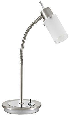 LeuchtenDirekt LED Tischleuchte MAX LED, silber, 1xGU10/4W/3000K, Innenleuchte, IP20, Glas teillackiert, Leuchtmittel wechselbar, dreh- und schwenkbar, 11935-55