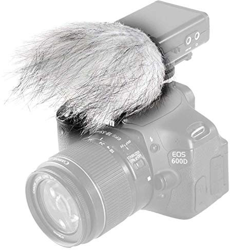 Movo WS9 Furry Outdoor Microphone Windscreen Muff for Portable Digital Recorders up to 3 X 1.5 (W x D) - Fits the Zoom H4n, H5, H6, Tascam DR-40, DR-05, DR-07 and More (Light Gray)