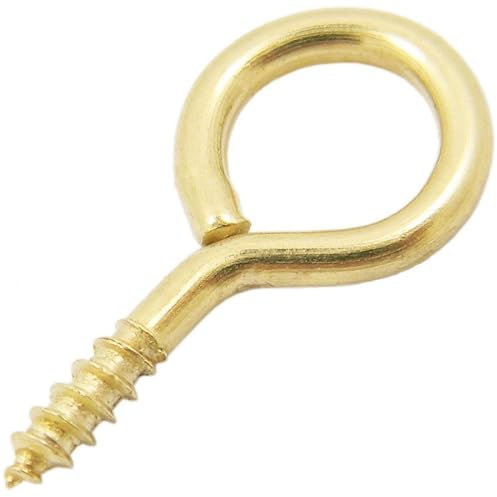 Merriway BH02793 (10 Pcs) EB Steel Screw-In Eye, 30 mm (1.1/4 Inch), Brass Plated - Pack of 10 Pieces