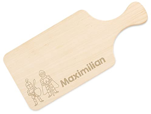 Striefchen® Frühstücks-Brettchen für Kinder aus Holz mit Wunschname ideales Kindergeburtstags-Geschenk Ritter