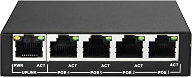 POE Switch PS504 Power Over Mini Ethernet, 5x RJ45 LAN-Port, 4x RJ45 LAN-Port, 802.3AF, 48V / 60W.