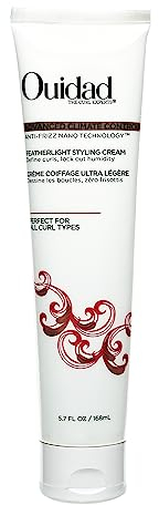 Ouidad Fortgeschrittene Klimakontrolle Federleichte Styling Cream, Angereichert mit leichten Ölen für weiche und flexible Definition, Nährt trockenes Haar und beseitigt Frizz, 168 ml