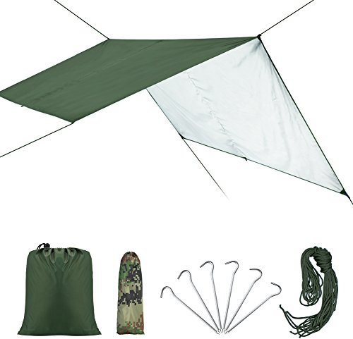 Toldo de Refugio Impermeable, Toldo de Lona Resistente al Agua y Rayos UV Portable Ligero, Lona de Tienda para Camping Senderismo al Aire Libre ( Color : Verde )