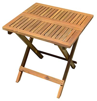 Spetebo Akazie Gartentisch - 50x50 cm - Klapptisch im Teak Look - Bistrotisch Biergarten Tisch Holztisch klappbar