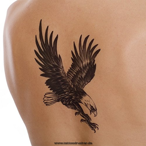1 x Fliegender Adler - schwarzes XL einmal Haut Tattoo - HB105 (1)