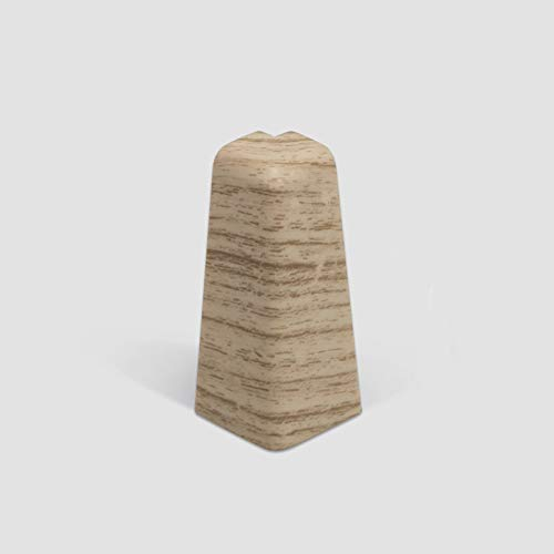 EGGER Außenecke Sockelleiste Eiche hell für einfache Montage von 60mm Laminat Fußleisten | Inhalt 2 Stück | Kunststoff robust | Holz Optik braun beige