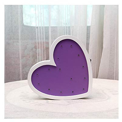 Love in Heart LED Table Decor Bedroom Night Light Wooden Marquee Sign Valentine Decoration Wall Hanging