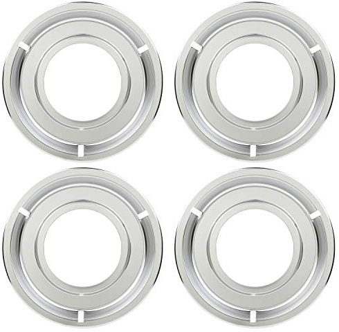 KITCHEN BASICS 101 Made in the USA 5303131115, 540T014P01 and RGP 300 Replacement Round Range Gas Stove Drip Pans for Frigidaire and Tappan, 4 Pack