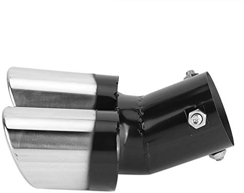 Qiilu Auspuff Heckklappe, Auspuff Leitbleche Schalldämpfer 63mm/2,5in Edelstahl Auto Dual Tip Endrohr Zubehör