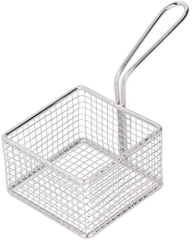 Deep Fry Wire Basket, Stainless Steel Square French Fries Chip Basket Fried Food Filter Strainer Net Colander for Kitchen Cooking