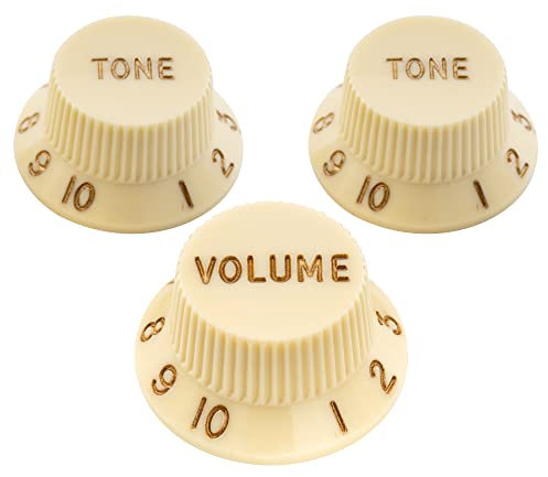 Musiclily Ultra Universal Fitting Size Strat Knobs 2 Tone 1 Volume Set for Fender Stratocaster ST Style Electric Guitar, Parchment