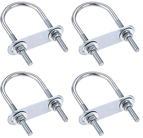 sourcing map 4 Satz Runde U-Bolzen U Bügelschrauben Bügelbolzen Stahl M6 mit Mutter Platte Scheiben 40mm Innen 90mm Lang