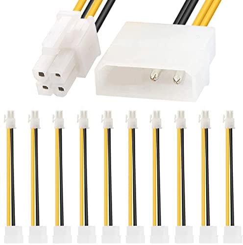 Xiatiaosann P4 ATX a LP4, adattatore di alimentazione femmina Molex 4 pin maschio a 4 pin ATX scheda madre per Pentium 4, per scheda madre ATX 4 pin, 20 cm 8 pollici, 10 pezzi