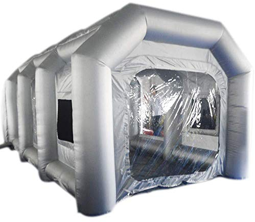Fetcoi Tragbar Aufblasbare Sprühkabine Zelt 4x2,5x2,2 m mit Transparentes Fenster und Luftfiltration, Lackierkabine Zelt aus Oxford-Stoff PVC für Autolackierung