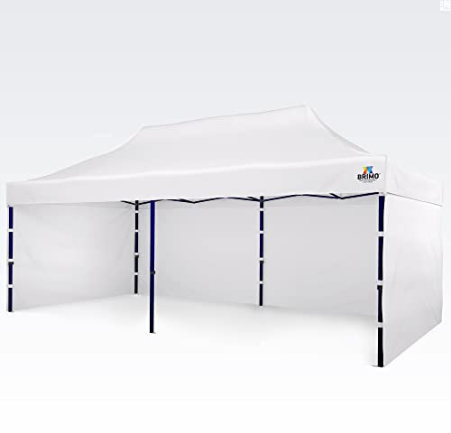 BRIMO Partyzelt 100% Wasserdicht mit 3 Seitenteilen - 5 Jahre Garantie (3x6 m, Weiß)
