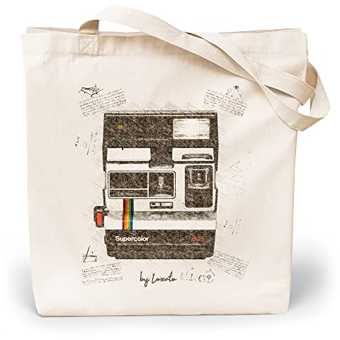 Loxato Stoffbeutel Bedruckt - Stofftasche - Baumwolltasche Bedruckt 100% B35 x H42 x T8 cm - Tragetasche Canvas-Stoff 220 g/m2 - Jutebeutel - Einkaufstasche Lange Henkel 70cm - Einkaufsbeutel