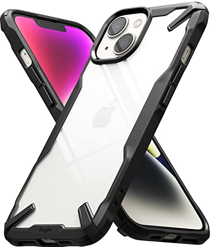 Ringke Fusion-X Case Compatible with iPhone 14 6.1-Inch, Clear Hard Back Heavy Duty Shockproof Advanced Protective TPU Bumper Phone Cover - Black