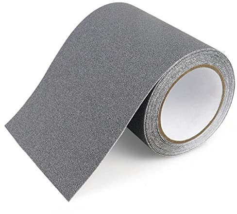 BOMEI PACK Bande Antidérapante Adhésive pour Escaliers, 15cm*5m, Ruban Adhésif de Sécurité, Antidérapant Escalier Autocollant, pour escaliers, marches, Intérieur et Extérieur, Gris