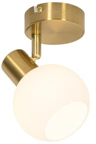 Qazqa Deckenstrahler, Deckenspot - Anouk - Gold mit Bernsteinglas, Vintage, max. 25W, Geeignet für LED, 10cm, Rund, Ideal als Küche lampe und Wohnzimmerlampe
