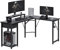 TREETALK Computer desk, L-shaped Desk with Large Monitor Stand,Switchable PC Laptop Table Corner Desk with Fabric Drawer and Metal Frame Shelf,Gaming for Office Home (Black Carbon Fiber)