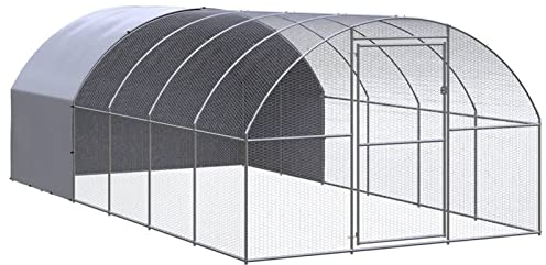 Yolola hühnerkäfig Outdoor,Hühnerstall Freilaufgehege hühnerkäfig Verzinkter Stahl, Hühnerstall Geflügelstall-Mit Dach-3 x 6 x 2 m