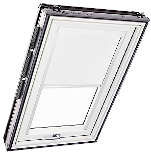 Original Roto Verdunkelungsrollo ZRV - Nahezu vollständige Verdunkelung - Führungsschiene Weiß - Dachfenster Baureihe Designo R6/R8, i8 und Classic 64/84 - Größe 134/098 | 13/09 - Stofffarbe Weiß