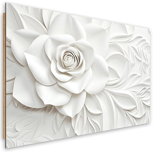 Feeby Tableau Mural Motif floral Fleurs 3D 45x30 cm 1 pièce Tableaux Tableau Déco Image Photo Décoration Murale Artistique Photographie Design Salon Plantes Relief Botanique or