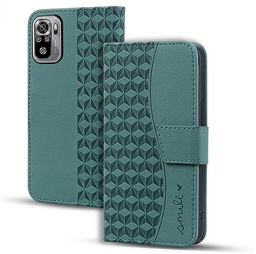 Vaitasy Handyhülle für Xiaomi Redmi Note 10 4G Hülle Premium PU Leder Magnetverschluss Schutzhülle mit Kartensteckplatz für Redmi Note 10S - Grün